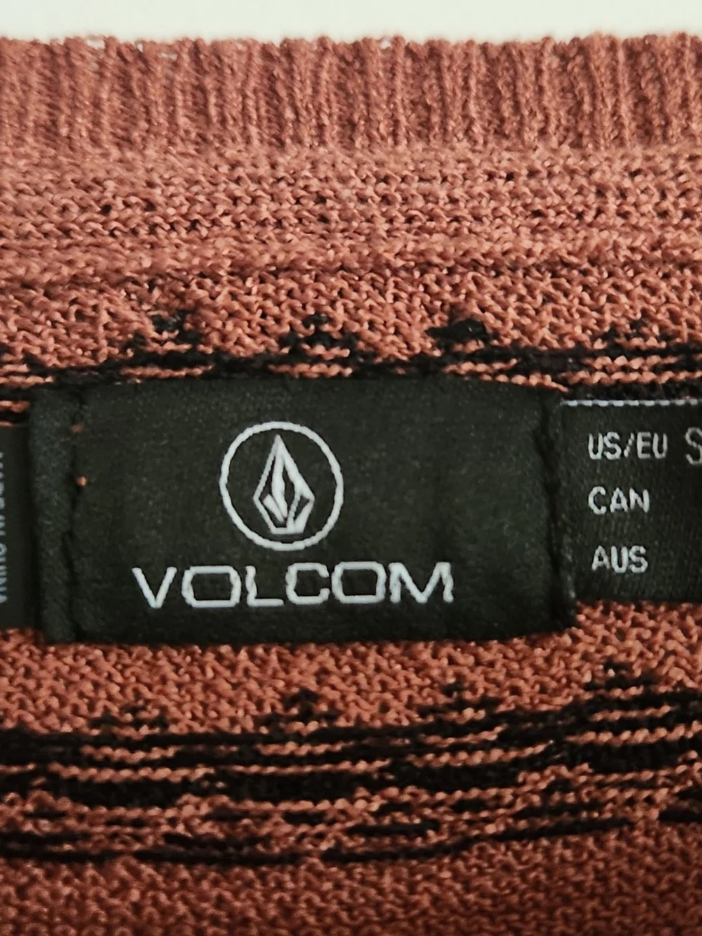 Volcom Rust and Black Striped Knit Lightweight Summer Sweater